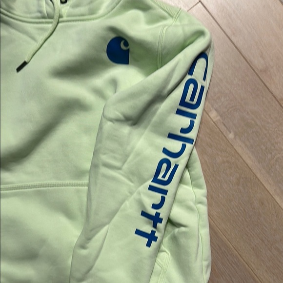 Carhartt Neon Green Hoodie with Blue Accents - Picture 2 of 4